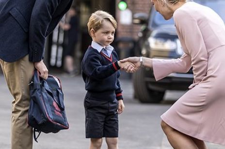 Książę George w pierwszym dniu szkoły