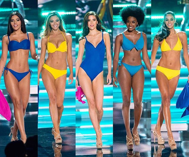 Kandydatki w kostiumach kąpielowych w konkursie Miss America