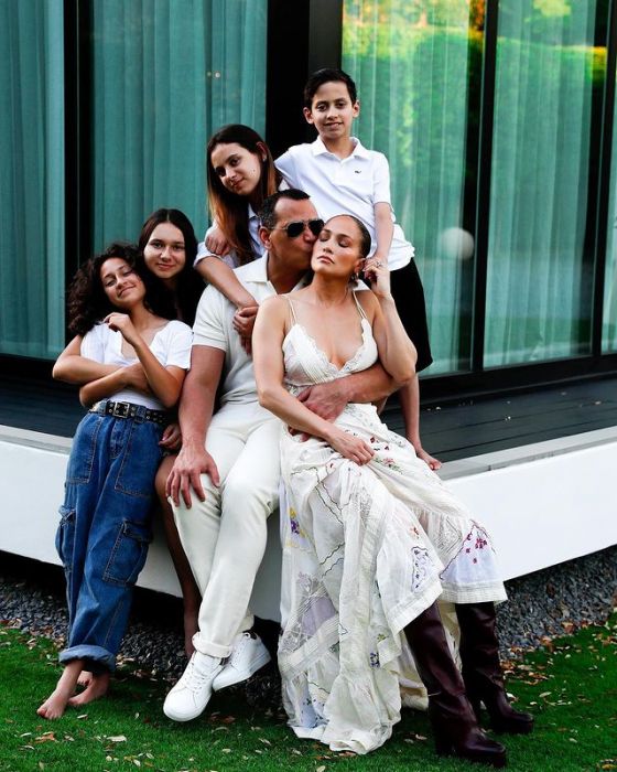 Jennifer Lopez i Alex Rodriguez z rodziną