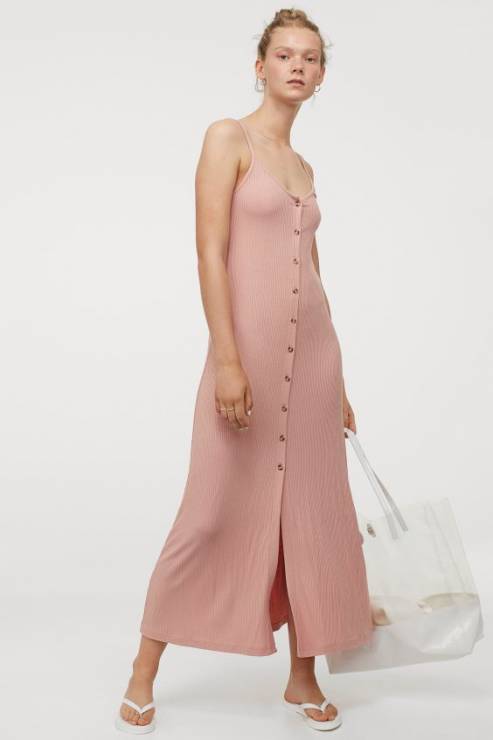 H&M sukienka dzianinowa w kolorze nude