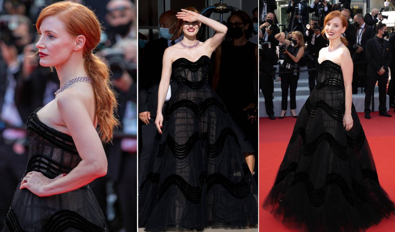 Jessica Chastain w czarnej sukni Diora na Festiwalu Filmowym w Cannes