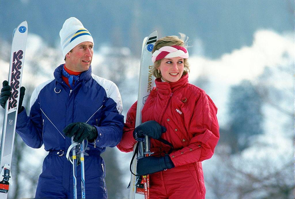 Księżna Diana i książę Karol na nartach