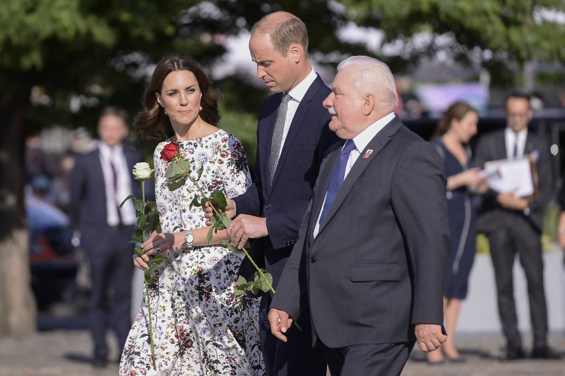 Księżna Kate i książę William z Lechem Wałęsą, Gdańsk 2017.
