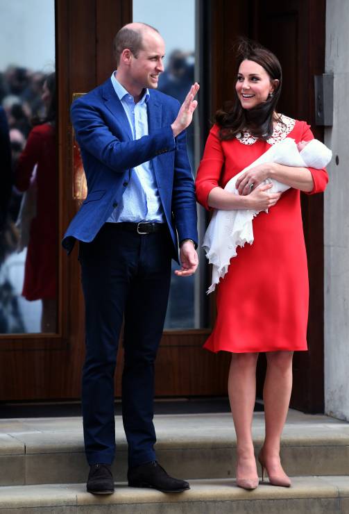 Książę William i księżna Kate opuszczają skrzydło Lindo Wing St. Mary's Hospital, 23.04.2018.